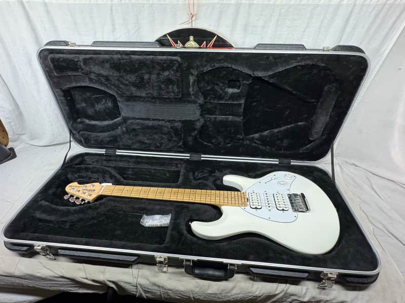 Ernie Ball Music Man Silhouette HSH Hardtail Guitar with Case 2018 - White / Maple neck image 1