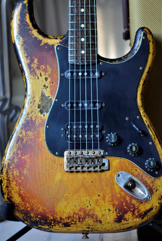 American Fender Stratocaster Heavy Relic Nitro Sunburst HSS CS Texas Specials image 1