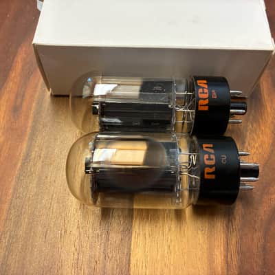 NOS tight current matched pair 1969 RCA 6L6GC black plate tubes image 4