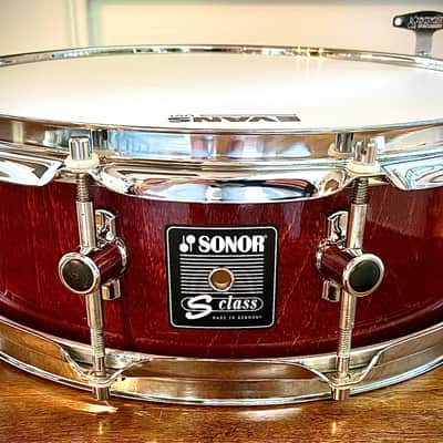 Sonor S-Class 14x5” Maple Snare Drum in Burgundy Gloss Grain Lacquer Finish image 1
