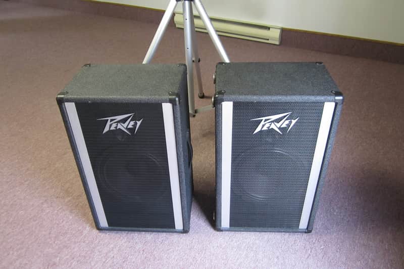 Peavey 112PT PA Enclosure 12-inch Pair with one Peavey stand image 1