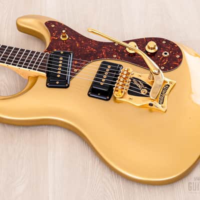 2000s Mosrite Ventures Model Super Custom 65 Gold w/ Gold Hardware, Vibramute & Case, Kurokumo image 10