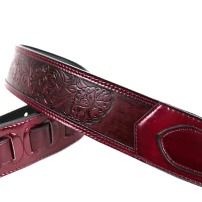 LID-06 Double Stitched Sangria Purple Leather with Traditional Western Tooling image 3