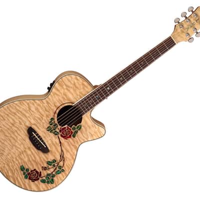 Luna Flora Rose Folk Acoustic-Electric Guitar Natural