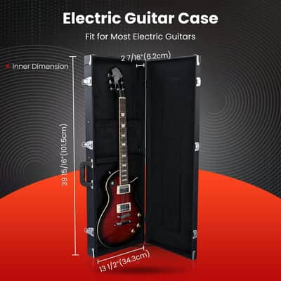 Guitar Hard Case Hard-Shell Case With Lock For Square Electric Guitar 41-7/10" x 15-2/5" x 3-3/4" PU Wood Molded Handle (For Rectangle Guitar) image 2