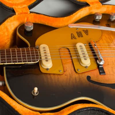 Mosrite /Gretsch Country Gentleman Custom Thinline Hollow Body Electric Guitar, c. 1959, period black hard shell case. image 16