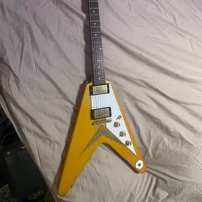 Epiphone '58 Korina Flying V 2023 - Aged Natural (White Pickguard) image 6
