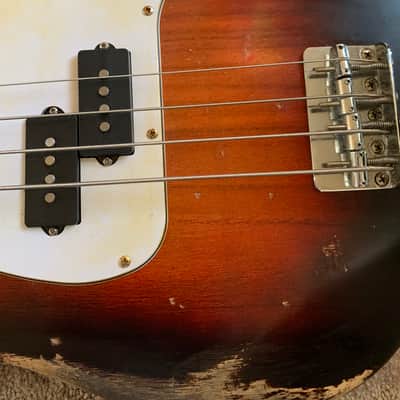 Electric Bass Guitar Custom Precision Maple neck Poplar body  2021 Tobacco sunburst 6.5 pounds image 13