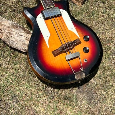 Vintage Airline Pocket Bass Guitar 1960’s - Sunburst Beat to H E Double Hockey Sticks and Ready to Roll! image 5