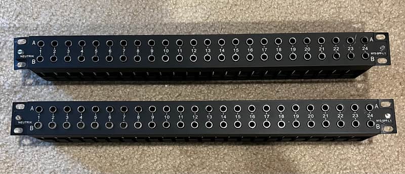 [PAIR] Neutrik NYS-SPP-L1 48-Point TRS Patchbay 2010s - Black image 1
