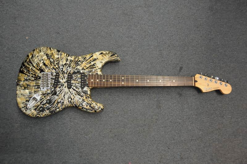 Fender FSR "Splattercaster" Standard Splatter Stratocaster with Rosewood Fretboard 2003 - 2004 - Olympic White, Aztec Gold, and Inca Silver Drop over Black image 1