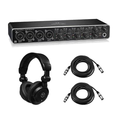 Behringer U-PHORIA UMC404HD 4x4 USB 2.0 Audio/MIDI Interface, Bundle with TAPH100 Headphones and 2x XLR Cable image 1