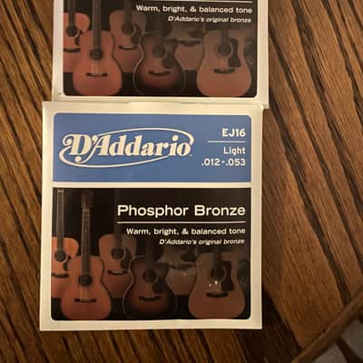 2-pack of D'Addario EJ16 Phosphor Bronze Light Acoustic Guitar Strings, 12-53 2000 - 2020 - Bronze image 1