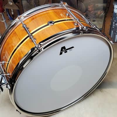 awdrums Custom Shop 6.5”x14” Finger Jointed STAVE Snare Drum 2025 - Cherry Wood with Wenge & Maple Inlays VIDEO !!! image 9