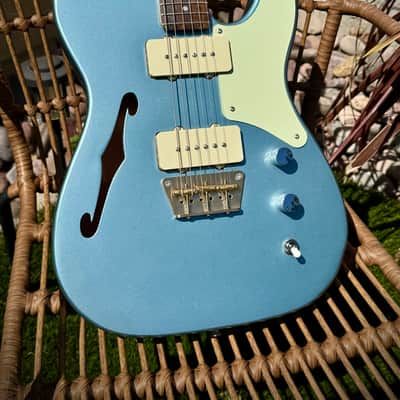 Squier FSR Thinline Cabronita, Ice Blue Metallic w/Matching Headstock & Upgrades, Paranormal Fender Telecaster image 1