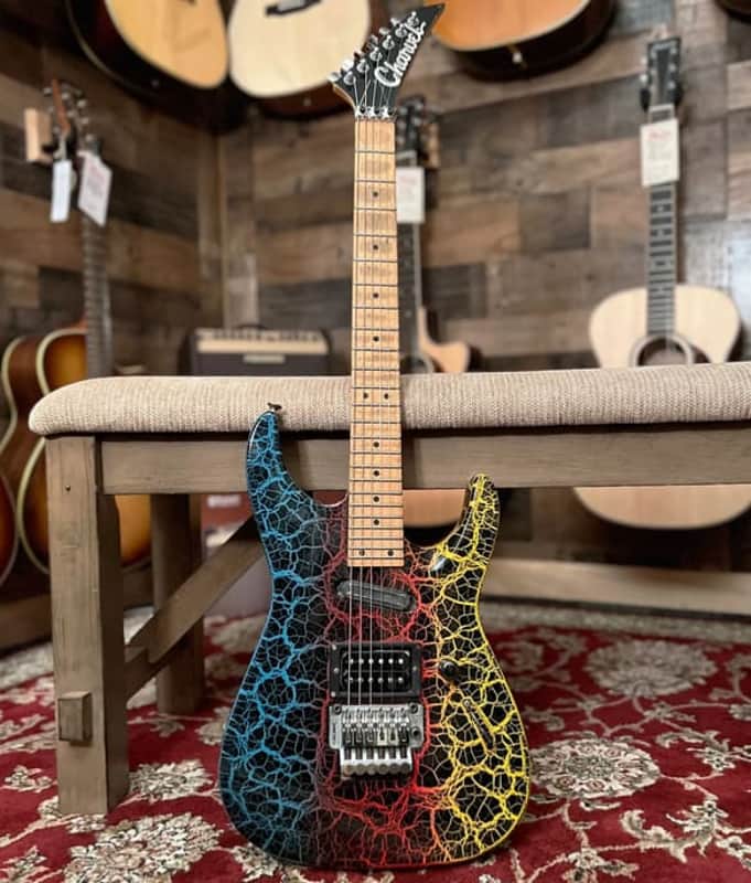 Used Charvel Fusion Deluxe w/ Hard Case – 1980s 1990s, Maple Fretboard, Floyd Rose, Rainbow Crackle image 1