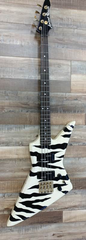 MIJ Aria Pro II ZZB Deluxe WBZ 1980's White zebra rocker bass guitar image 1