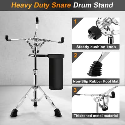 Adjustable Snare Drum Stand with Drumstick Holder – 14.5"–22" Height, Collapsible Drum Stand image 5