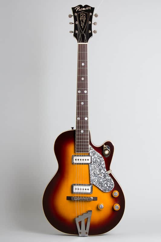 Premier  Bantam Deluxe E-704 Arch Top Hollow Body Electric Guitar (1958), ser. #1422, black tolex hard shell case. image 1