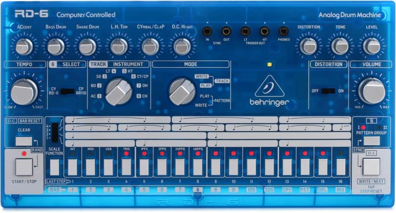 Behringer RD-6-BB Analog Drum Machine - Baby Blue Translucent image 1