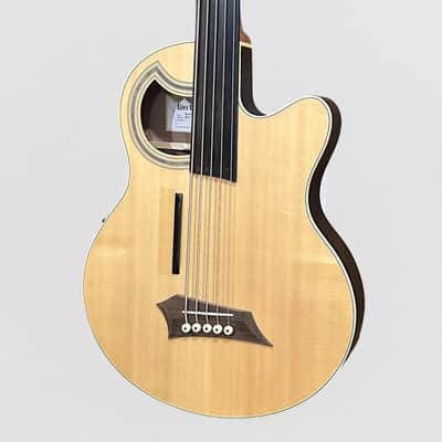 Warwick RockBass Alien Deluxe Thinline Hybrid 5 String Fretless Acoustic Electric Bass Guitar - Natural image 3
