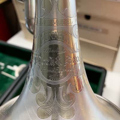 Cornet- JW York and Sons New Model Monarch Bb A 1906-1910 Satin Silver image 1