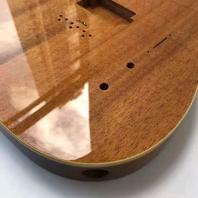 Natural Finish Mahogany Telecaster Tele Style Guitar Body with Black Binding image 6