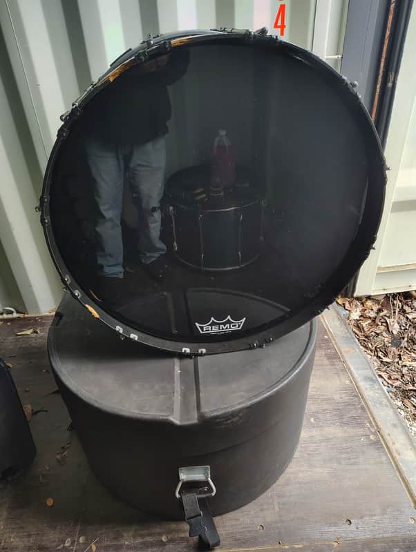 Dynasty 30" Marching Bass Drum - Black Wrap With Case and Cover image 1