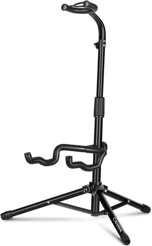 Guitar Stand Floor - Folding Universal Guitar Holder for Acoustic Electric Guitars Bass Guitar (Black) image 1