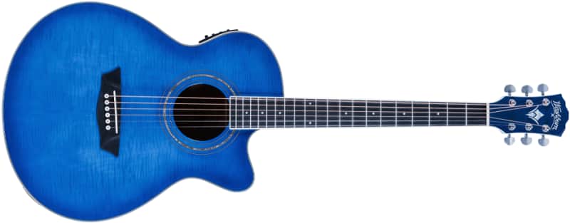 Washburn EA15TBL Electro Acoustic Guitar Flame Transparent Blue