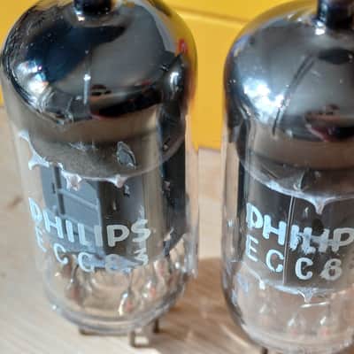 Perfect 1973 NOS NIB MULLARD Blackburn ecc83 12AX7 matched pair CLOSE CODE  UK EXTRA STRONG  Philips label, I63 model, best preamp tube, Orange Hiwatt Marshall image 10