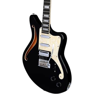D'Angelico Premier Series Bedford SH Limited-Edition Electric Guitar with Tremolo Regular Black Flake image 6