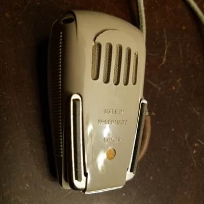 Grundig GDM 15 Dynamic Harp XLR Mic Palm GDM15 West Germany 1959 Silver Screen Grey Plastic Cloth Cord image 9