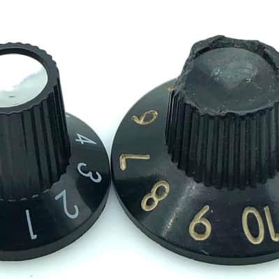 Fender? Mustang Style Small Witch Hat Amp Knobs Black/Chrome image 5