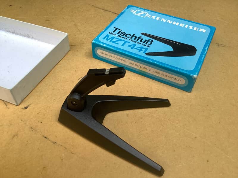 Sennheiser MZT 441 mic microphone table floor stand with MD 421 clip clamp vintage with mic clip image 1