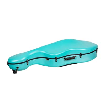 Crossrock Poly Carbon Case with Wheels fits 4/4 Full Size Cello, Includes Outside Music Pouch, 3 Handles, Detachable Straps-Mint Blue image 3