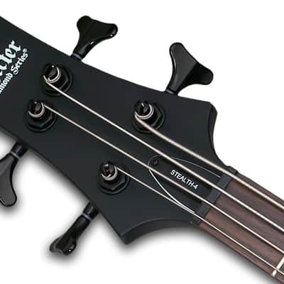 Schecter Stiletto Stealth-4 Electric Bass. Left Handed Satin Black image 5