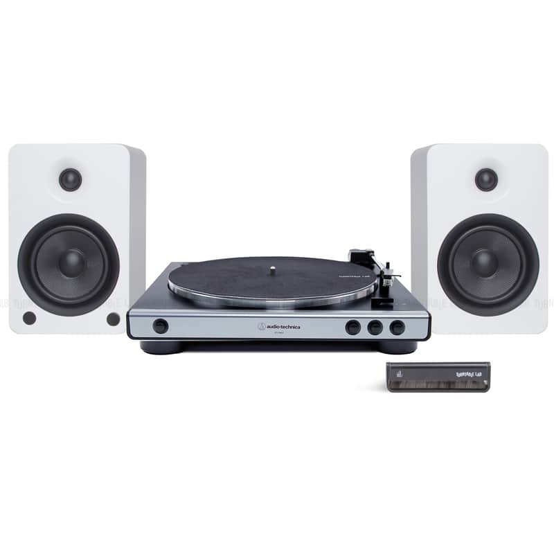 Audio-Technica: AT-LP60X / Kanto YU6 / Turntable Package Silver Turntable / White Speakers