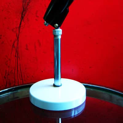 Vintage 1960's Calrad DM-9 dynamic microphone black harp mic w stand Olson Lafayette prop display image 2
