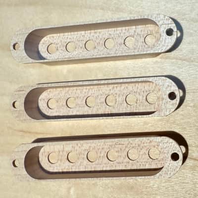 Strat single coil wood pickup cover set image 6