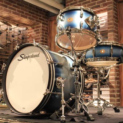 Slingerland Radio King 4-pcs Blue/Silver Lacquer Drum Set (20-12-14-14) - New! image 3