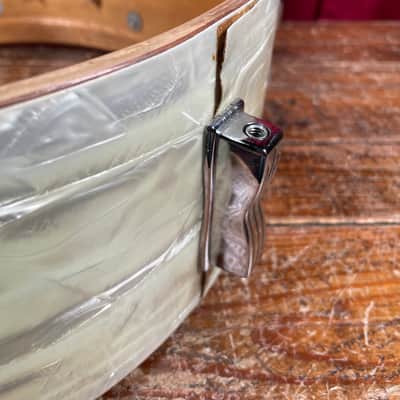 1960s Ludwig 5x14 Jazz Festival Snare Drum White Marine Pearl image 14