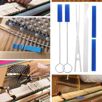Professional Piano Tuning Tuner Kit, Piano Tuner Hammer Mute Tool with Felt Temperament Strip and Rubber Mutes Clamp, Piano Tuning Tools with Case image 2