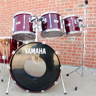 1989 Yamaha Recording Custom 5 Piece Shell Pack - Wine Red 10, 12, 13, 16, 22" image 6
