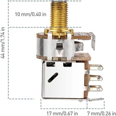 Gold Guitar Bass Push Pull Potentionmeter, B500k with Control Pot Potentiometer, Volume Tone Shaft Switch Pots (Pack of 3) image 7