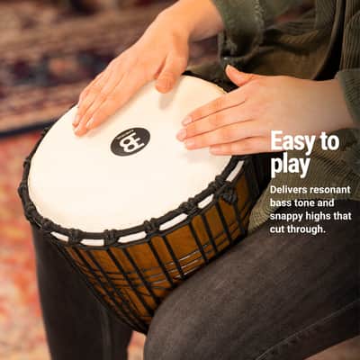Meinl Percussion Djembe with Mahogany Wood — 10" Medium Size Rope Tuned Goat Skin Head (HDJ17-M) image 2