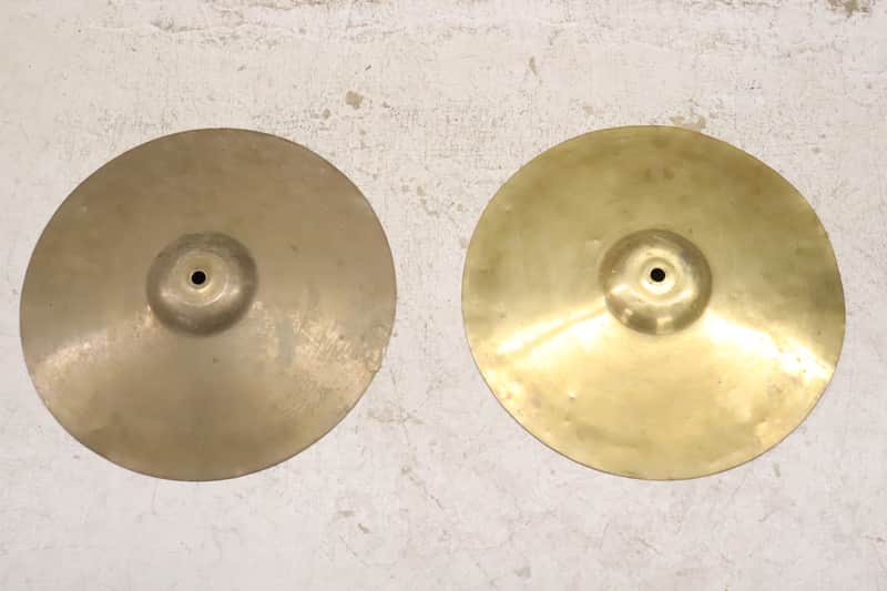 Japanese 12" Hi Hat Cymbals Pair Vintage 1960's 374g/379g image 1
