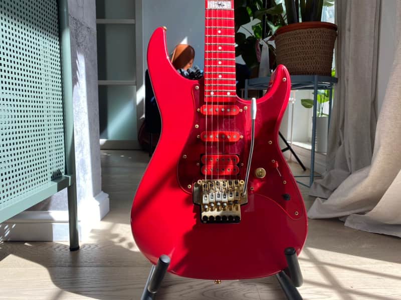 Japan made rare Fernandes LA-115KK  L'Arc-en-Ciel Ken Guitar Super Strat HSS 1995 all Red image 1