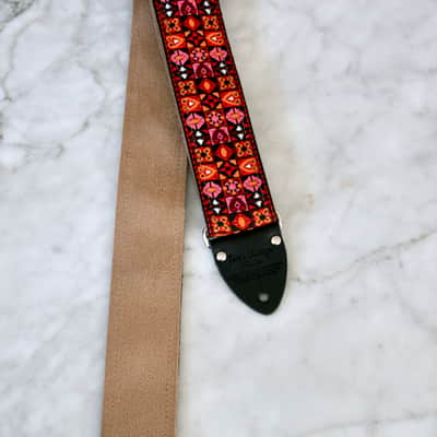 Vintage 70s Burgundy 'Woodstock' Guitar Strap Replica image 5