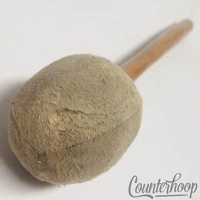 Vintage Marching Bass Drum Mallet Wood Handle Leather Vintage 20s Early American image 3